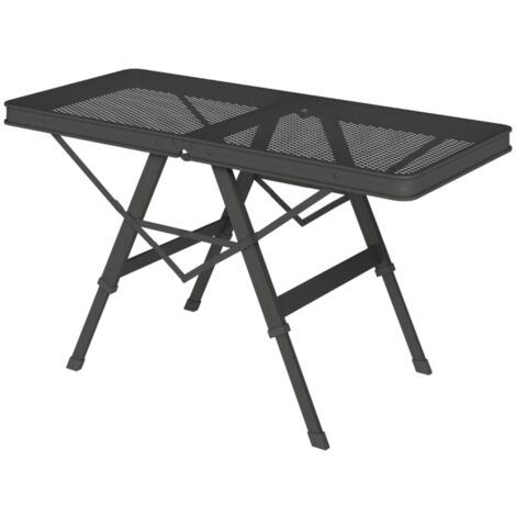 Table camping réglable et pliante - Grille métallique aluminium léger 90x40.5x48-58cm noir - Multifonction jardin balcon terrasse extérieur
