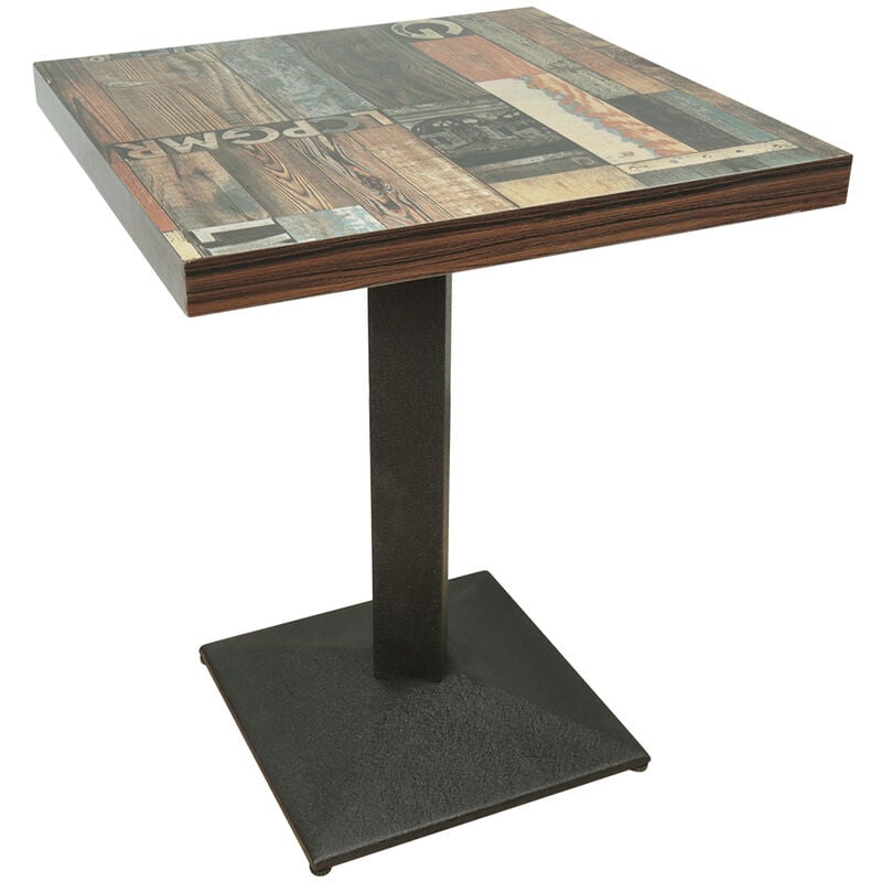 Yongqing - Lot de 1 Table carrée à pied unique Style rétro 60×60×75cm