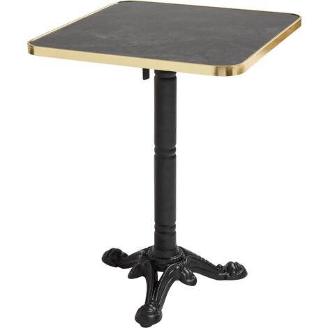 Table carrée 60 cm inclinable plateau marbre noir/doré et pied noir