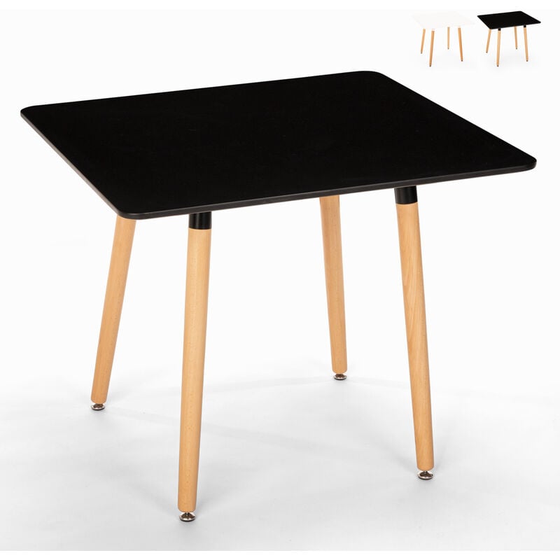 Table de cuisine bar restaurant carrée 80x80 en bois design nordique Fern Couleur: Noir