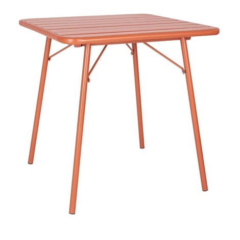 Table Carrée à Lattes en Acier Couleur Terracotta - Bolero
