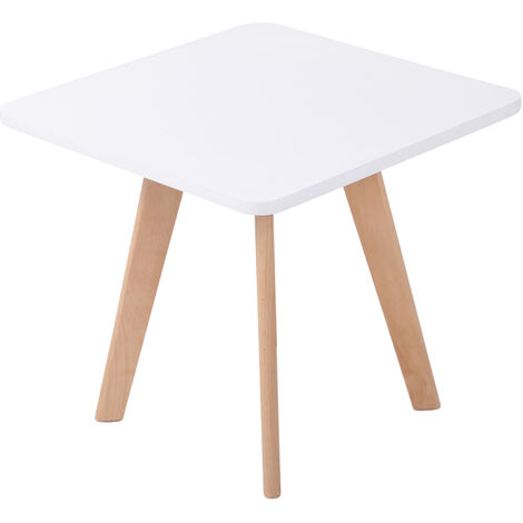 Table carrée avec pattes évasées et plan blanc de style blanc conique