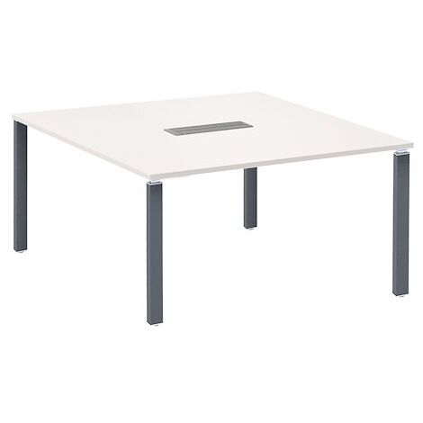 Table carrée blanche Exprim pieds anthracite - Maxiburo