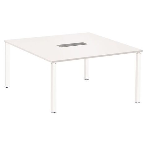Table carrée blanche Exprim pieds blanc - Maxiburo