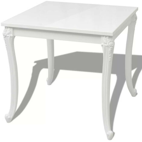 Table carrée bois blanc et pieds plastique Pomme 80cm