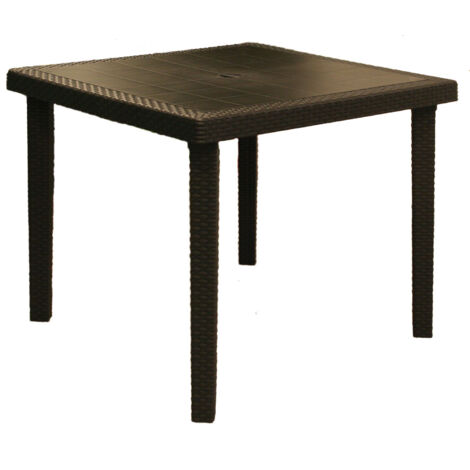 Table carrée dans l'effet Boheme de rotin en résine  Black