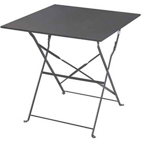 Table carrée de jardin pliable en métal gris anthracite 70x70x71cm