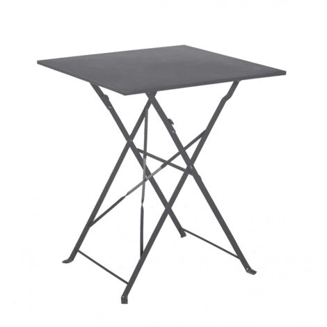 Table carrée de jardin pliante en acier Gris anthracite 60x60 cm