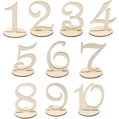 Table carrée en bois de 10 cm, dimensions 1 à 10, décoration pour fêtes d'anniversaire et mariages
