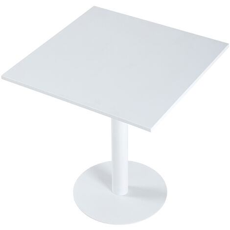 Table carrée en métal coloris blanc - Longueur 70 x profondeur 70 x hauteur 73 cm -PEGANE-