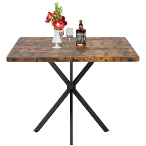Table carrée moderne pour 4 à 6 personnes, multi-usage salle à manger cuisine bureau, design compact 98x98x78cm - marron
