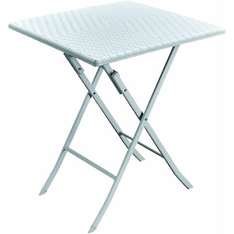 Table carrée pliante en acier et en résine Camping Polyrattan Levante