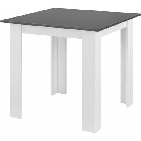 Table carrée pour 4 personnes salle à manger cuisine salon 80 cm blanc gris - Blanc
