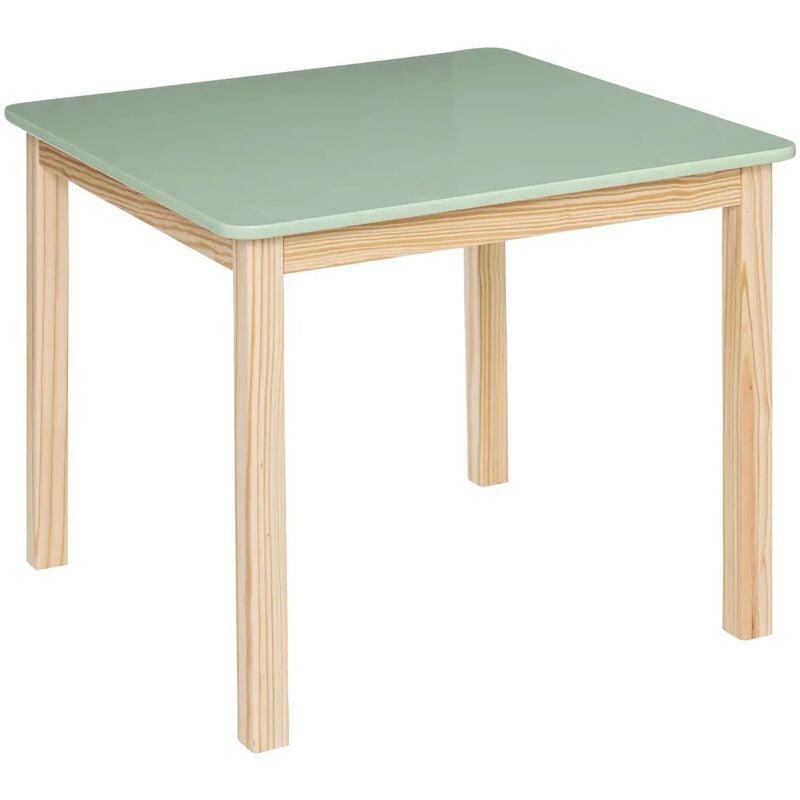 Table carrée pour chambre d'enfant en MDF/pin coloris vert/naturel - Longueur 60 x Profondeur 60 x Hauteur 48 cm Pegane