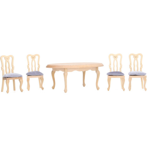 Table Chaise Maison de Poupée 1:12 en Bois Miniature Réaliste pour Décoration Intérieure