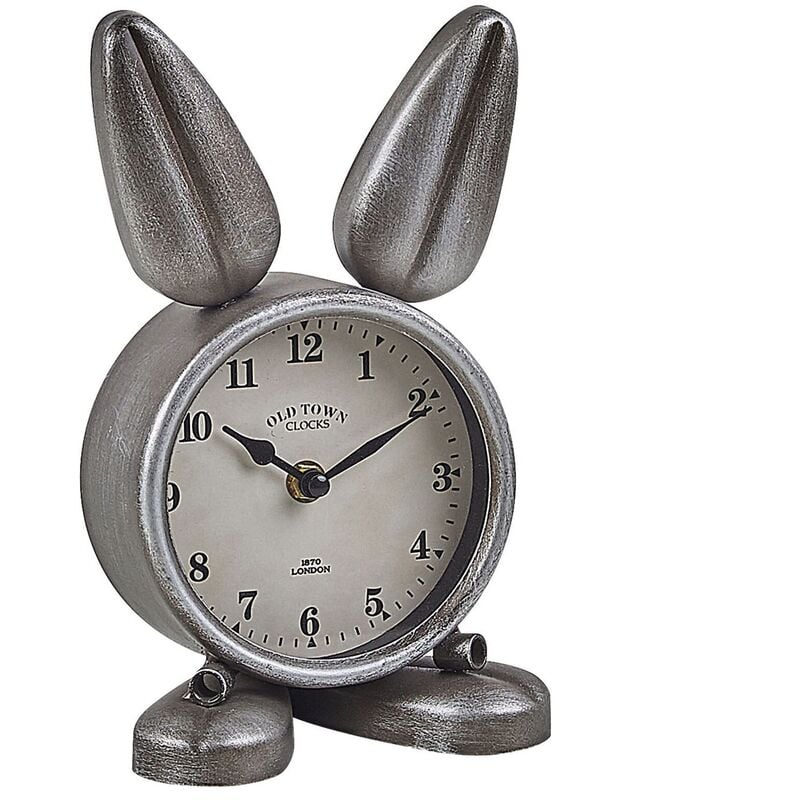 Beliani - Modern Metal Bunny-Shaped Table Clock Round Face Iron Silver Thusis