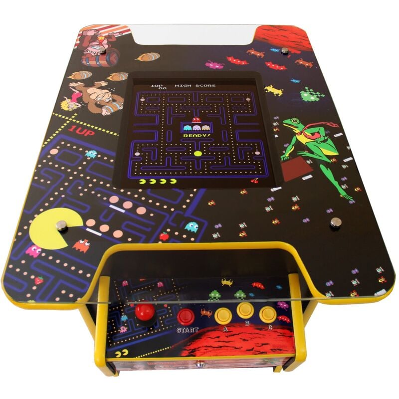 MonsterShop - Table Cocktail Style Borne d'Arcade comprenant 60 Jeux Classiques, 64cm x 73cm x 93cm
