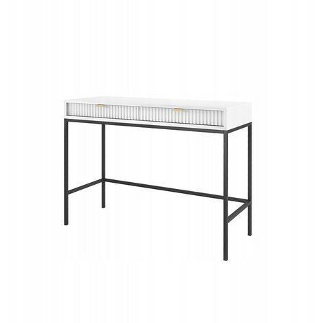 Table Coiffeuse 104x50x78cm Blanc meuble de maquillage Bureau avec tiroirs de rangement NOEMIE