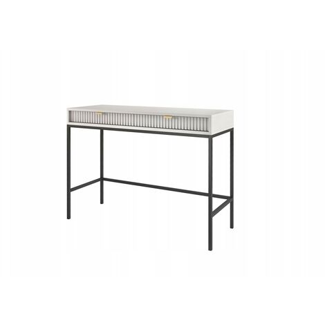 Table Coiffeuse 104x50x78cm Gris meuble de maquillage Bureau avec tiroirs de rangement NOEMIE