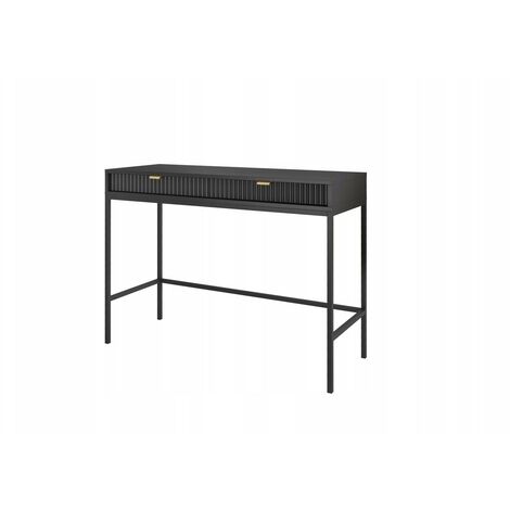 Table Coiffeuse 104x50x78cm Noir meuble de maquillage Bureau avec tiroirs de rangement NOEMIE