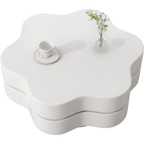 TABLE compacte extensible rotative MDF Blanc 74.80 x 67.50 x 31.00 cm