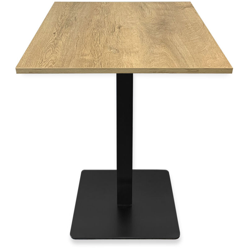 Table complète bar restaurant 60x60 cm Chêne avec pied de table noir / GOLDINOX