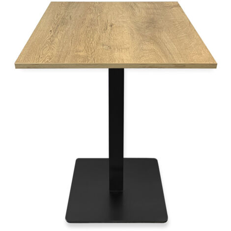 Table complète bar restaurant 60x60 cm Chêne avec pied de table noir / GOLDINOX