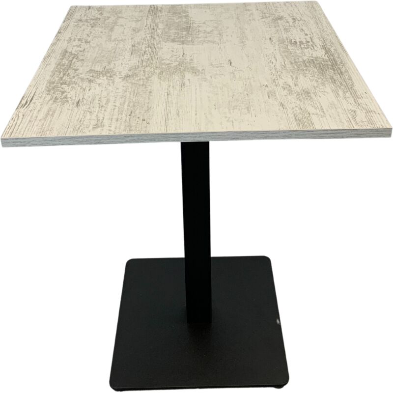 Table complète bar restaurant 70x70 cm Blanc Antique avec pied de table noir / GOLDINOX