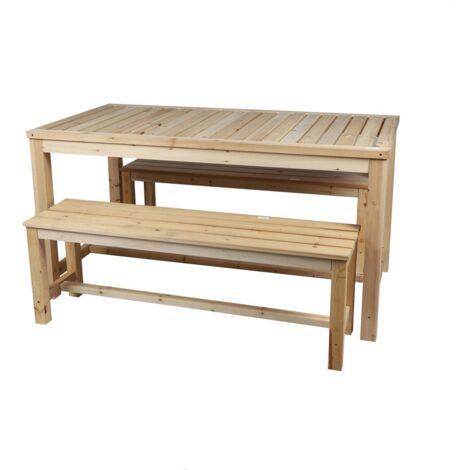 Table con 2 panche in legno - Collezione NATURA - 150x80x77 cm - Spirito naturale e conviviale