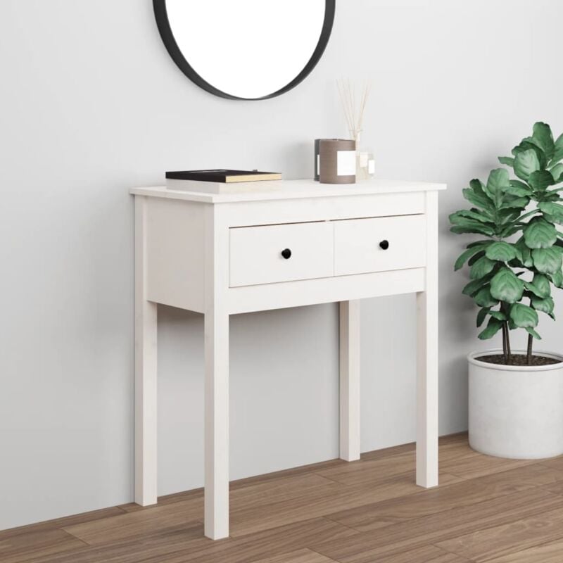 Vidaxl - Table console Blanc 70x35x75 cm Bois massif de pin