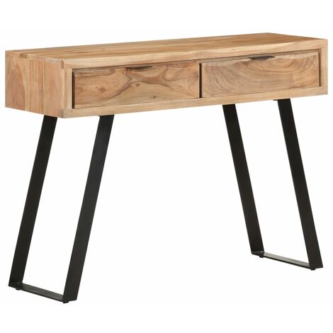 Table console 100x35x76 cm Bois d'acacia avec bord naturel