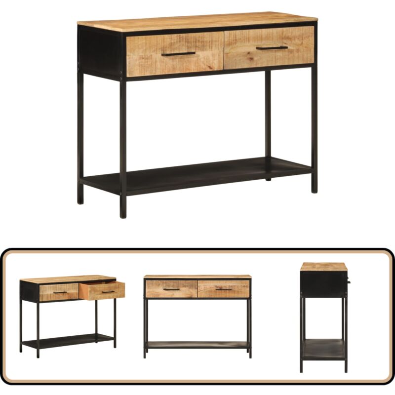 Vidaxl - Table console 100x35x76 cm bois massif de manguier et fer - Table Basse - Table D'appoint - Meuble Entrée - Commode - Rangement