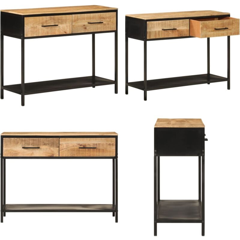 Vidaxl - Table console 100x35x76 cm bois massif de manguier et fer - Table Basse - Table D'appoint - Meuble Entrée - Commode - Rangement - Home &