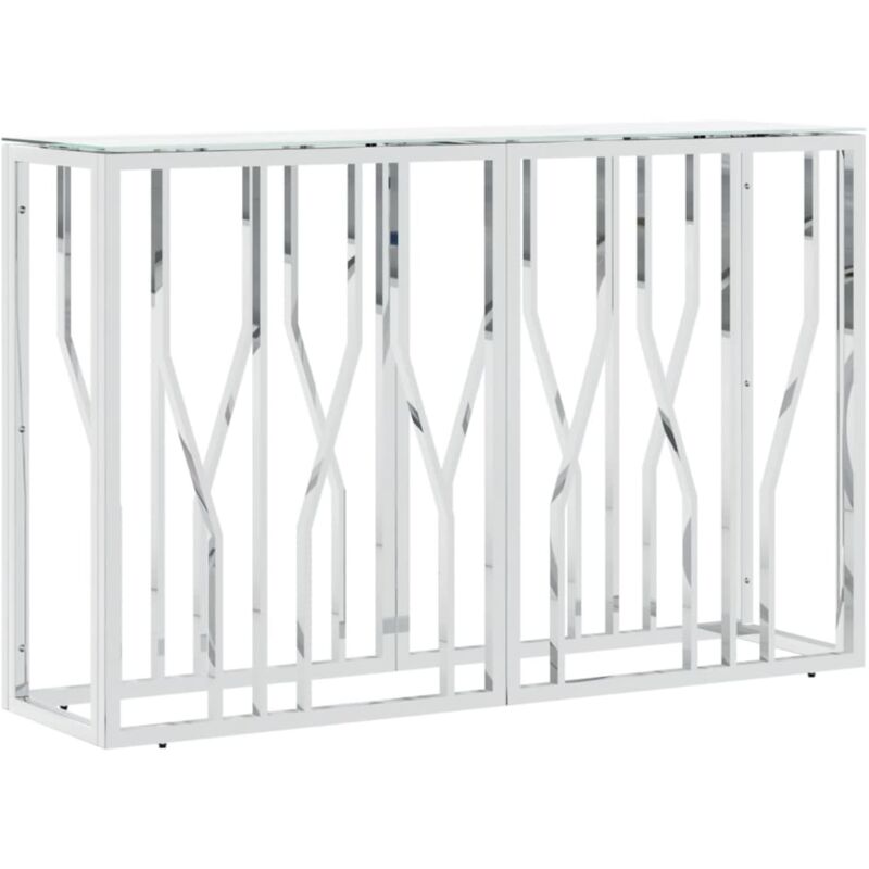 Vidaxl - Table console argenté 110x30x70 cm acier inoxydable et verre