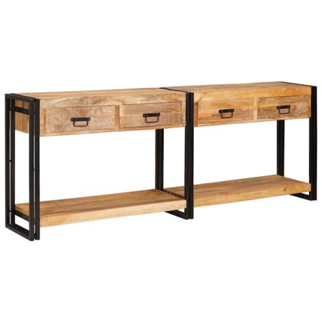 Table console 2 pcs Marron Bois de manguier brut massif vidaXL