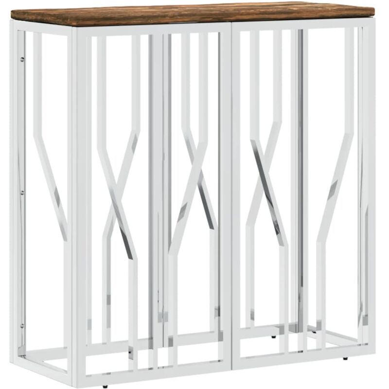 Vidaxl - Table console argenté acier inoxydable/bois massif récupération