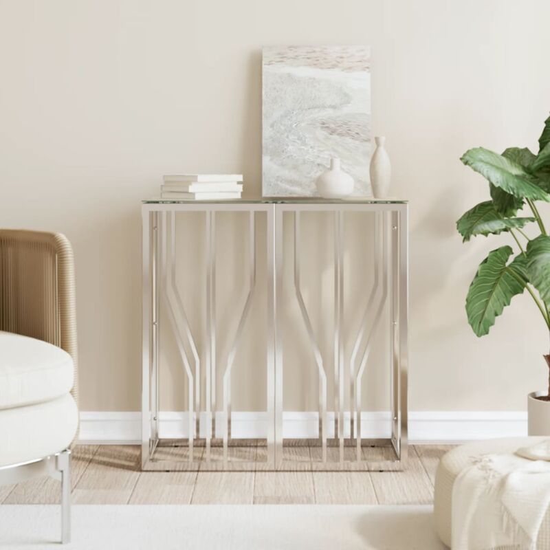 Table console 70x30x70 cm acier inoxydable et verre Vidaxl