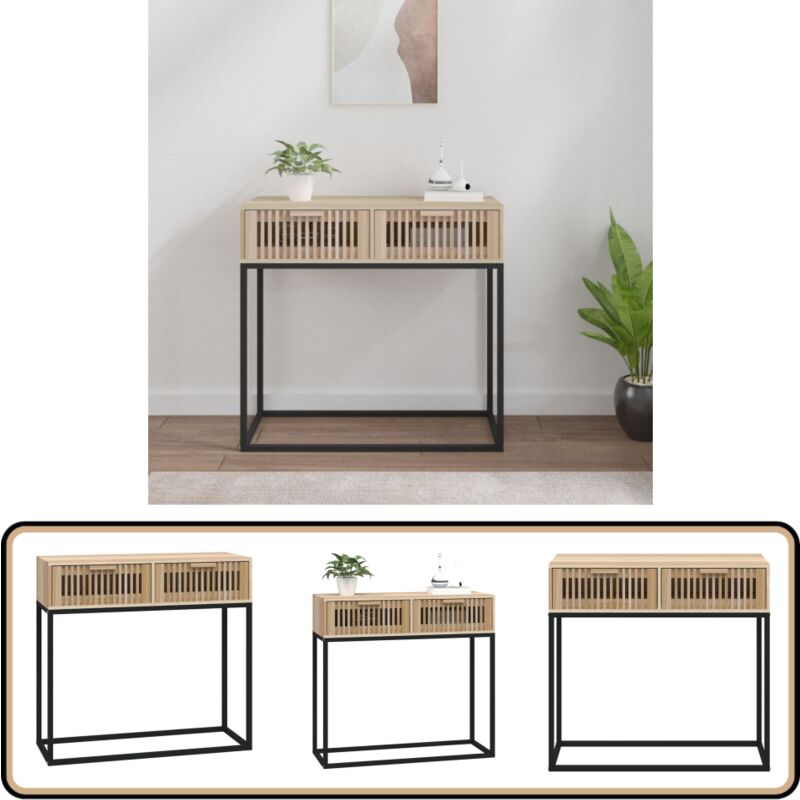 Vidaxl - Table console 80x30x75 cm bois d'ingénierie et fer - Table Basse - Table D'appoint - Meuble Scandinave - Table Entrée - Table Console
