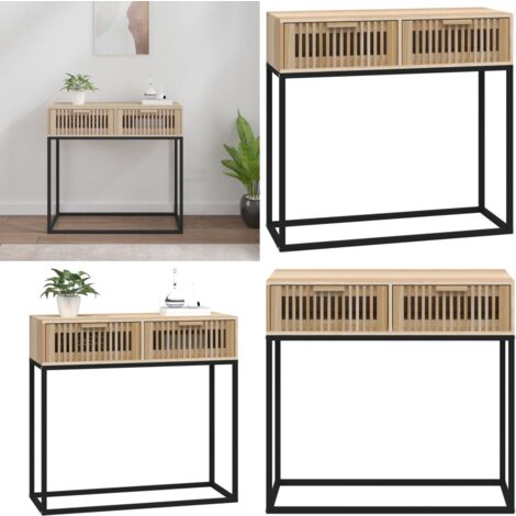 Table console 80x30x75 cm bois d'ingénierie et fer - Table Basse - Table D'appoint - Meuble Scandinave - Table Entrée - Table Console - Home & Living