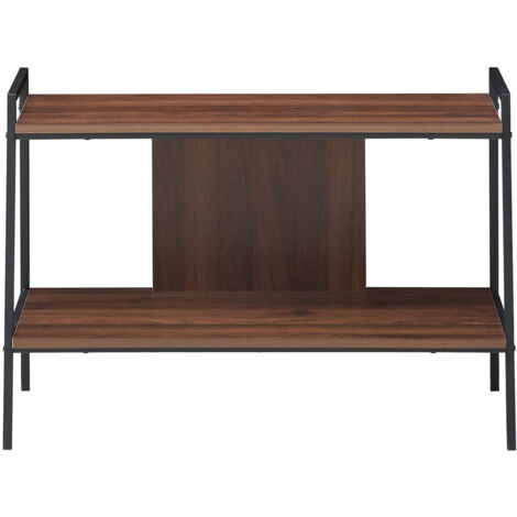 Table Console 89x43x60 CM Meuble TV en Bois à 2 Niveaux pour Téléviseurs Jusqu'à 81,2 CM Capacité de Poids Total 35 KG Noyer DESIGN IN