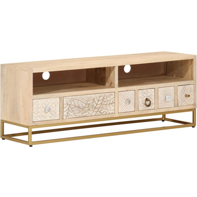 Vidaxl - Meuble tv 110x30x40 cm bois massif de manguier et fer