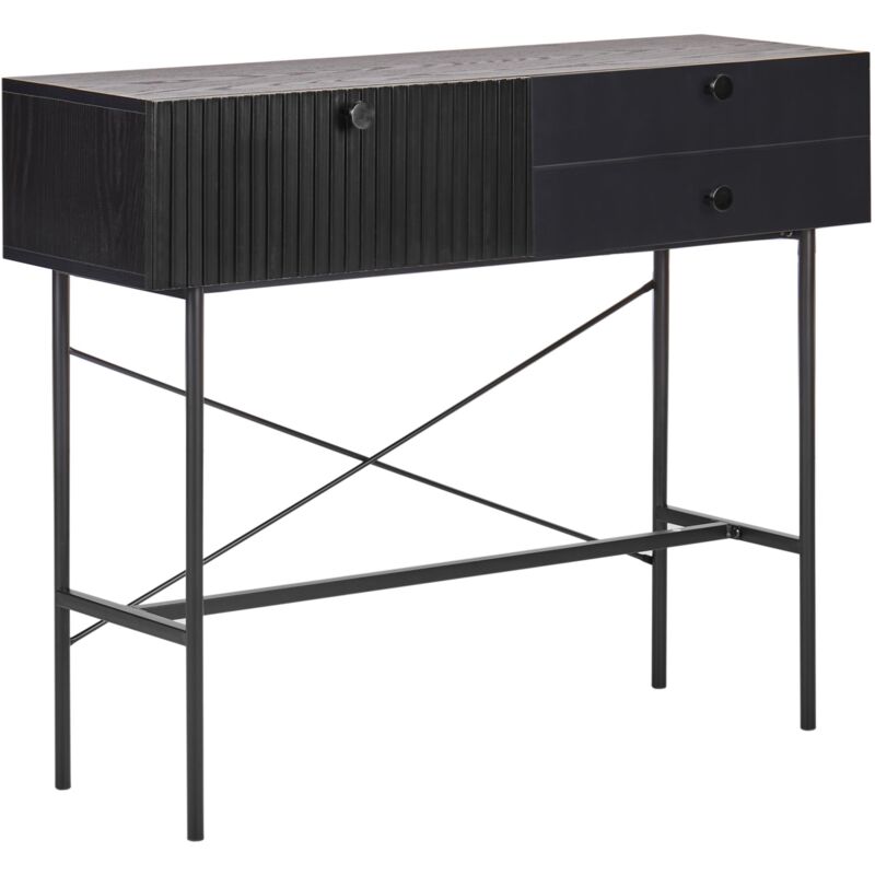 Beliani - Table Console à 3 Tiroirs Meuble de Rangement Noir Coventry
