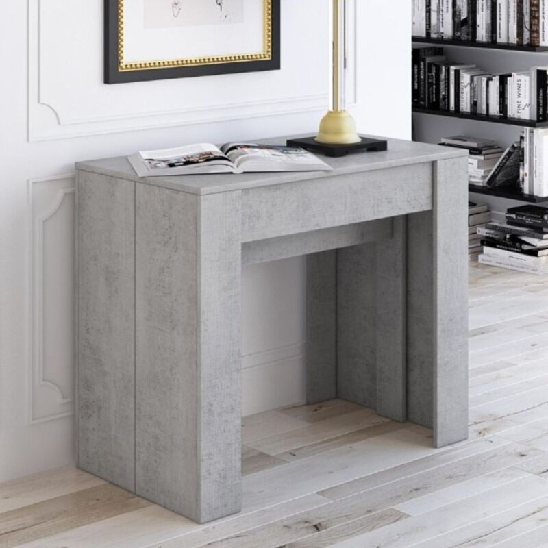 Toscohome - Table console à rallonge ciment 90x51,6 cm - Luka