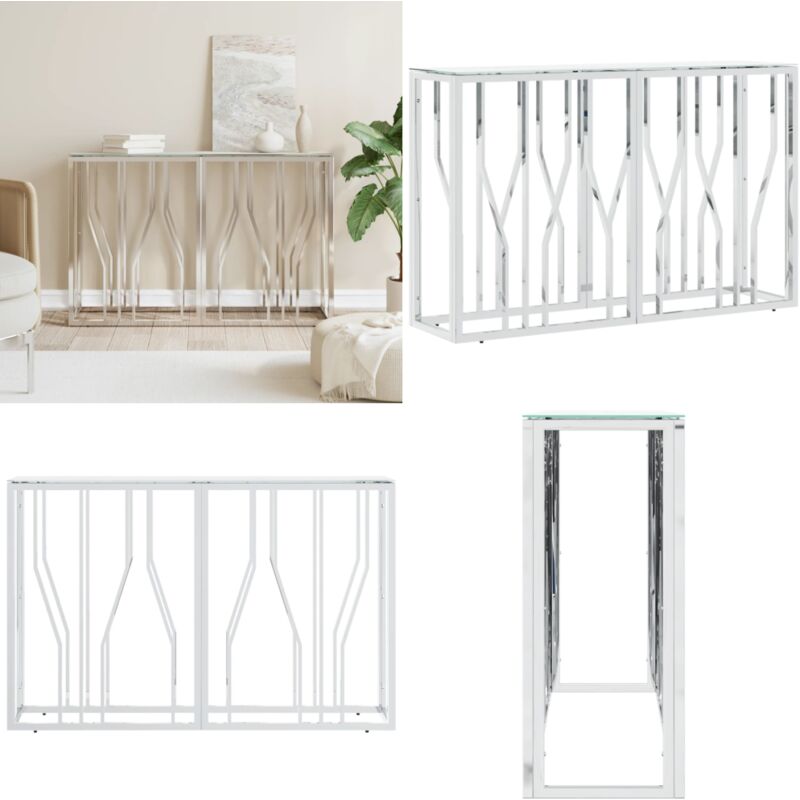 Vidaxl - Table console argenté 110x30x70 cm acier inoxydable et verre - Table Basse - Table D'appoint - Meuble Entrée - Table Console - Décoration