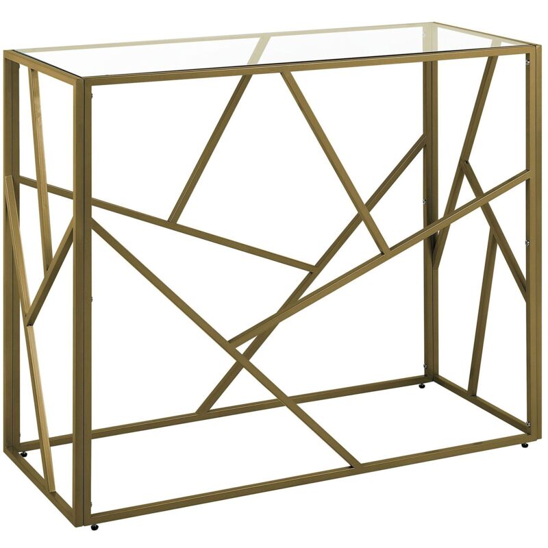 Beliani - Table Console en Verre et Métal Doré au Style Contemporain pour Intérieur Glamour ou Moderne