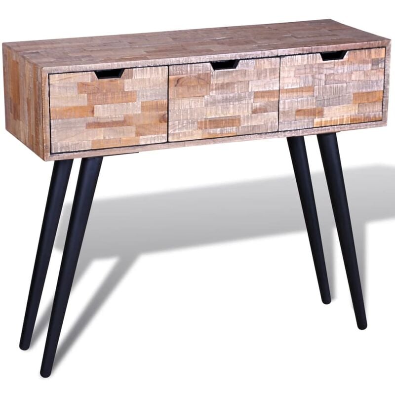 Table console avec 3 tiroirs Bois de teck recyclé
