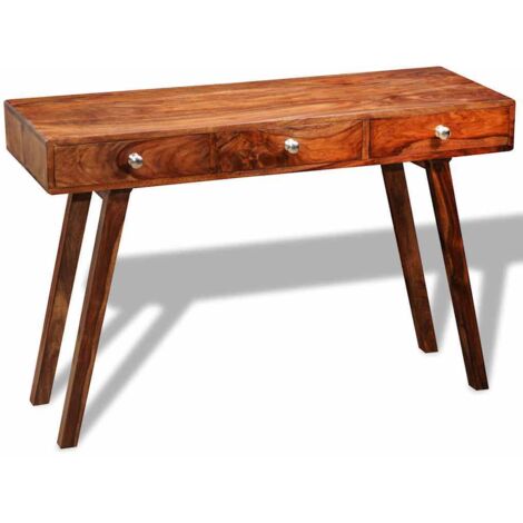 Table console avec 3 tiroirs-Table d'entrée 76 cm Bois massif