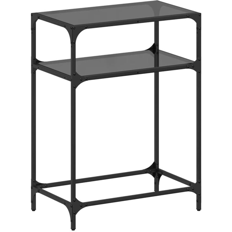 Vidaxl - Table console avec dessus en verre noir 60x35x81 cm acier