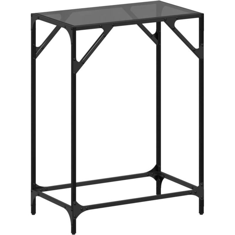 Vidaxl - Table console avec dessus en verre noir 60x35x81 cm acier