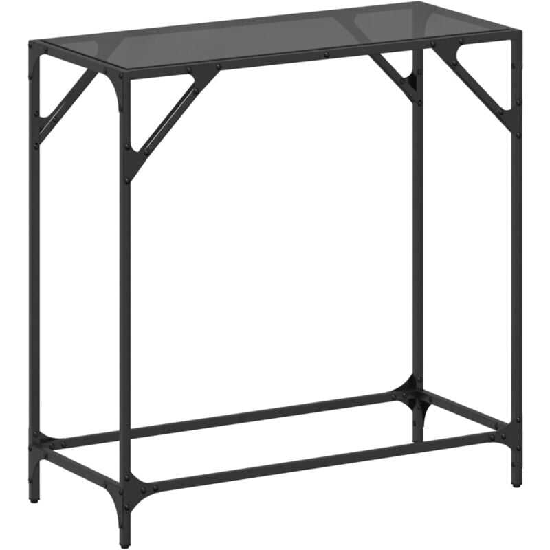 Vidaxl - Table console avec dessus en verre noir 80x35x81 cm acier